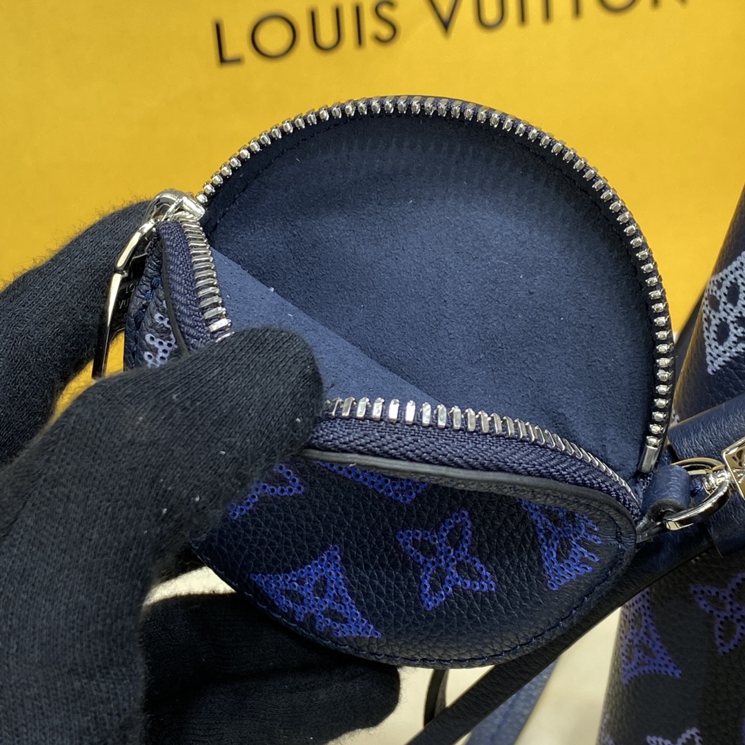 Louis Vuitton BELLA Mahina Leather Handbag M59552 Navy Blue